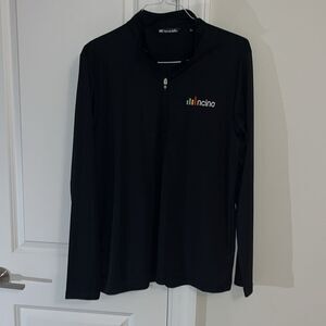 Travis Mathew T neck LS 1/4 zip Digital Bank Financial Service Black Golf Shirt
